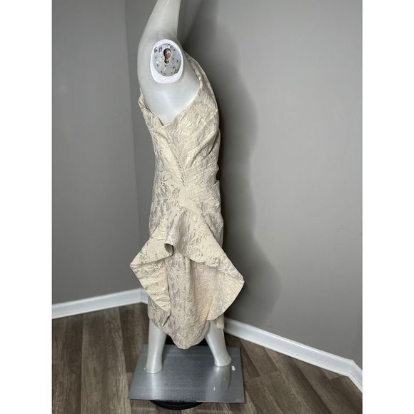 Teri Jon by Rickie Freeman
One-Shoulder Jacquard Rouched Side-Peplum Dress - Picture 6 of 9